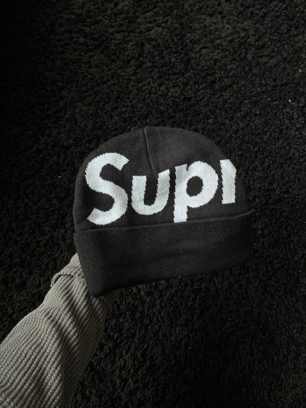 Supreme Black Big Logo Beanie